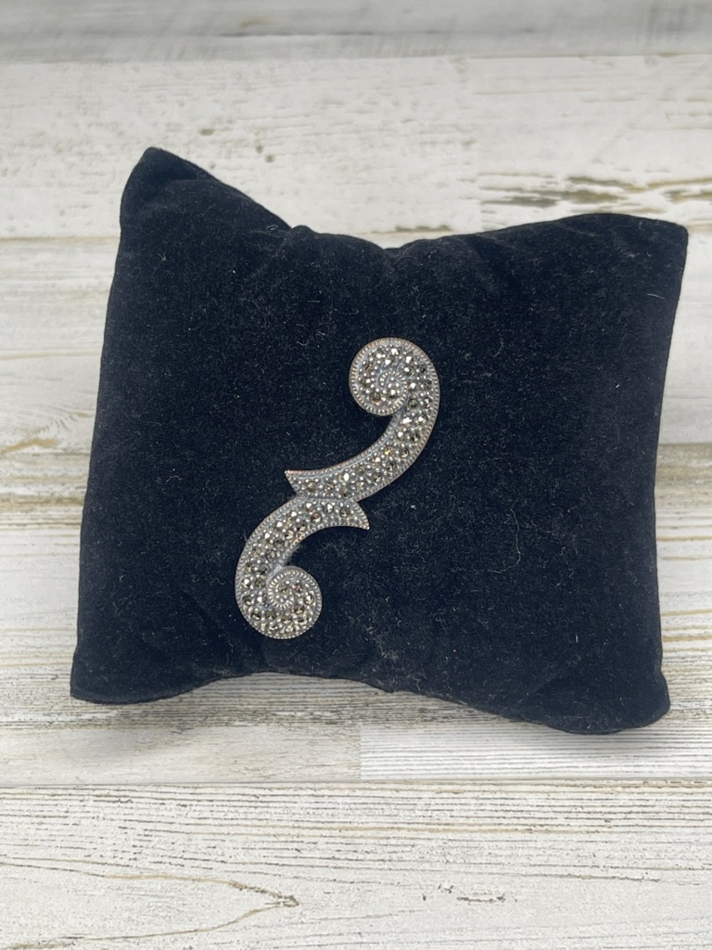 Judith Jack Sterling Silver Marcasite Swirl Brooch Vintage